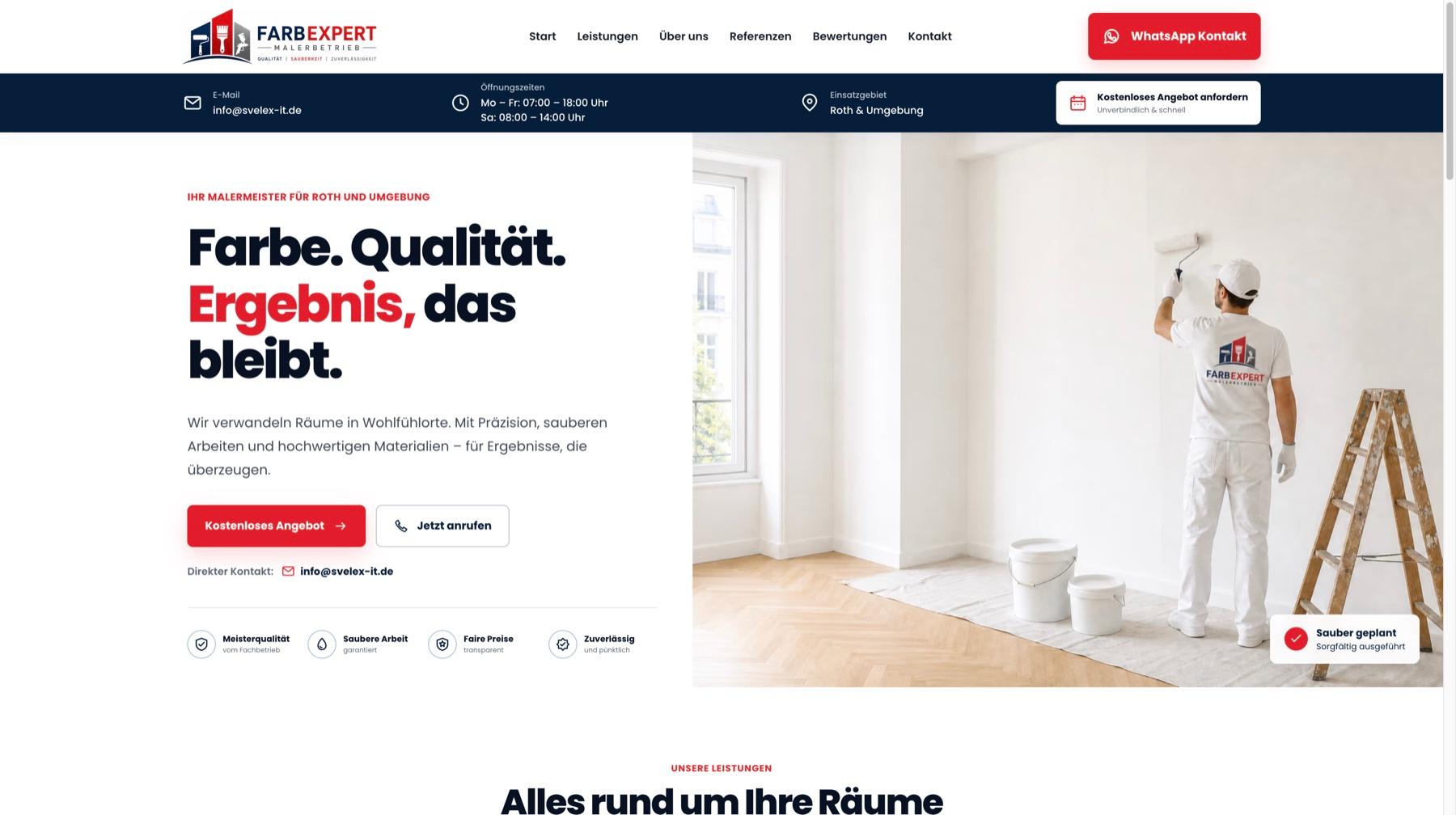 Unternehmenswebsite für einen hochwertigen Malerbetrieb
