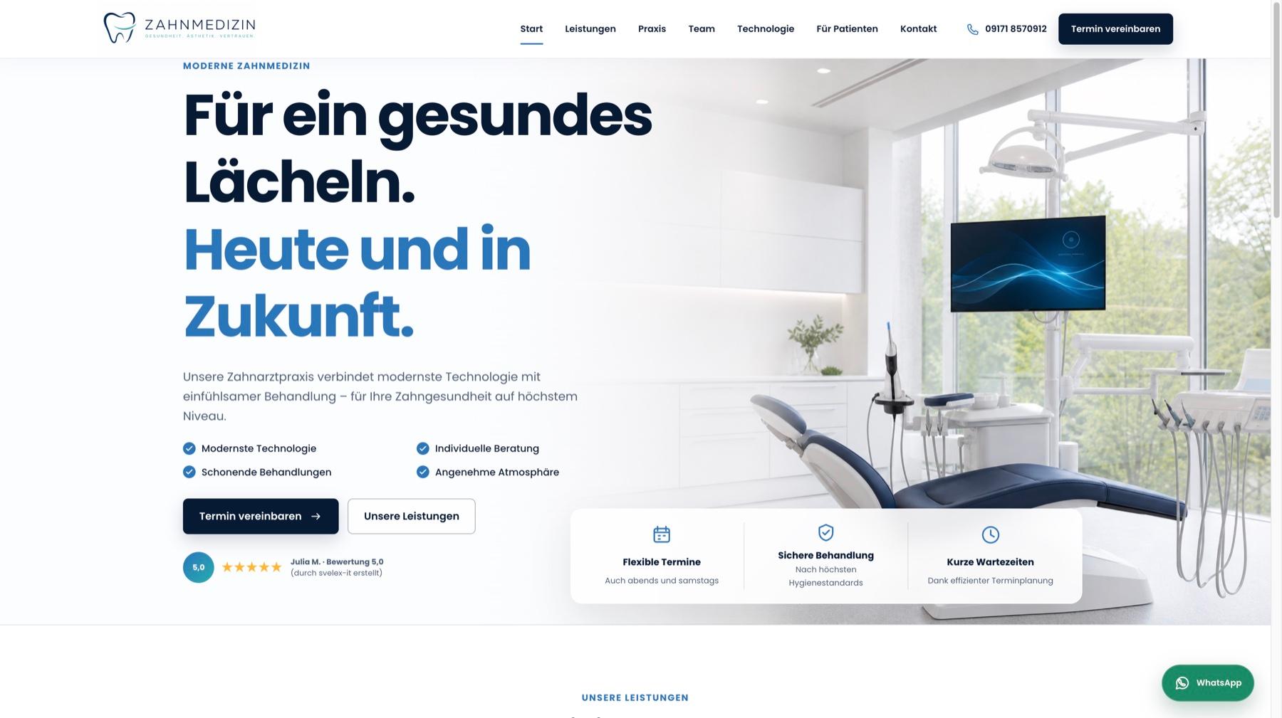 Moderne Website für eine Zahnarztpraxis