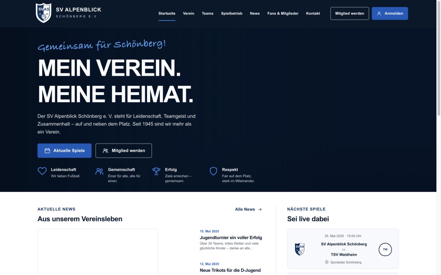 Website-Referenz SV Alpenblick Schönberg
